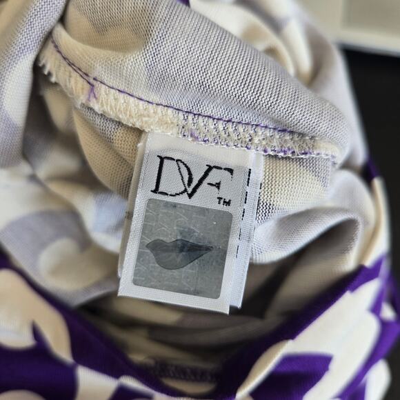 Diane von Furstenberg Reina Long Sleeve Dress Silk Purple Scroll Print Women 8 - Picture 12 of 12